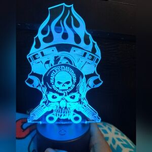 Harley-Davidson LED Light with Skull Design Hand Made Desk Lamp
